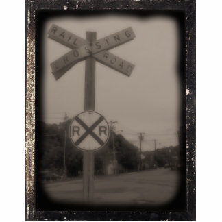 Rail Road Crossing Fotosculptuur Staand Fotobeeldje