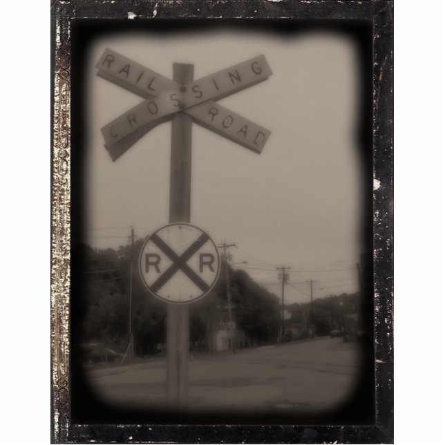 Rail Road Crossing Fotosculptuur Staand Fotobeeldje (Voorkant)