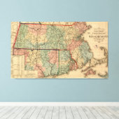 Rail Road & Township Map of Massachusetts, 1879 Canvas Afdruk (Insitu (Houten vloer))