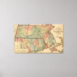 Rail Road & Township Map of Massachusetts, 1879 Canvas Afdruk