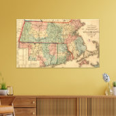 Rail Road & Township Map of Massachusetts, 1879 Canvas Afdruk (Insitu (Woonkamer))