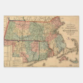 Rail Road & Township Map of Massachusetts, 1879 Inpakpapier Vel