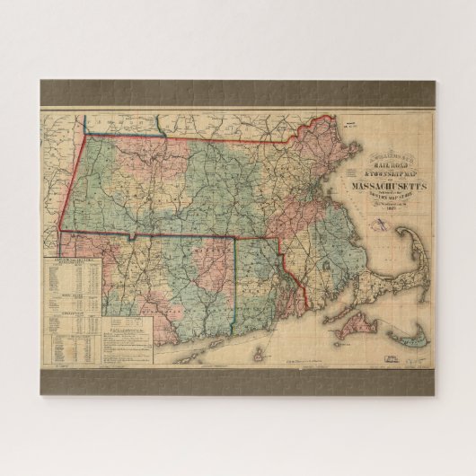 Rail Road & Township Map of Massachusetts, 1879 Legpuzzel (Horizontaal)