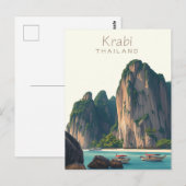 Railay Beach, Krabi Thailand Vintage illustration Briefkaart (Voorkant / Achterkant)