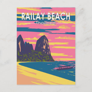Railay Beach Thailand Travel Art Vintage Briefkaart