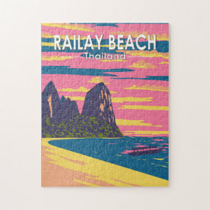 Railay Beach Thailand Travel Art Vintage Legpuzzel