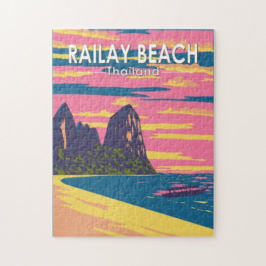 Railay Beach Thailand Travel Art Vintage Legpuzzel (Verticaal)