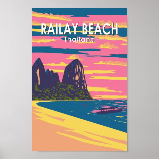Railay Beach Thailand Travel Art Vintage Poster (Voorkant)