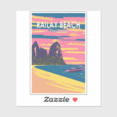 Railay Beach Thailand Travel Art Vintage Sticker (Vel)