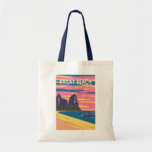 Railay Beach Thailand Travel Art Vintage Tote Bag (Voorkant)