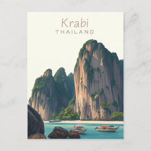 Railay Strand, Krabi Thailand Vintage illustratie Briefkaart