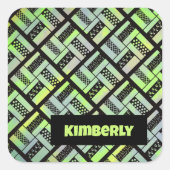 Railfence Patchwork Quilt Pattern Vierkante Sticker (Voorkant)