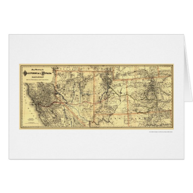 Railkaart 1882 van Californië & Nevada (Voorkant Horizontaal)