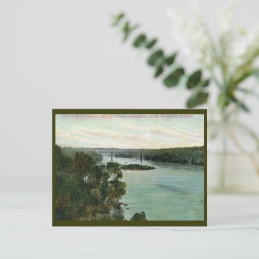 Railroad Bridge, Minneapolis MN Vintage Briefkaart (Staand voorkant)
