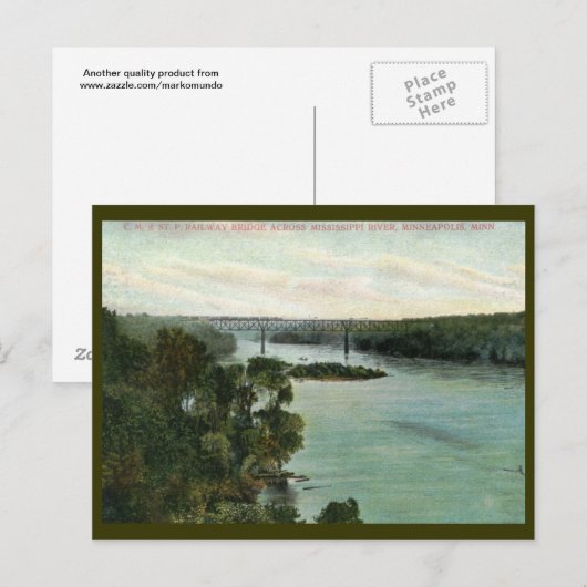 Railroad Bridge, Minneapolis MN Vintage Briefkaart (Voorkant / Achterkant)