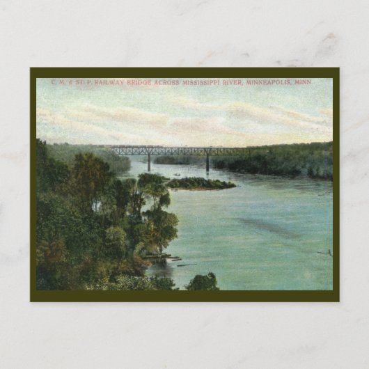 Railroad Bridge, Minneapolis MN Vintage Briefkaart (Voorkant)