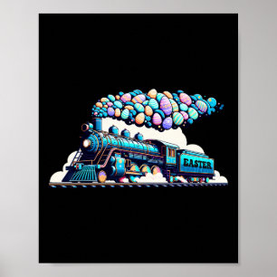 Railroad Bunny Train Paasei Kinder Peuter Jongens Poster