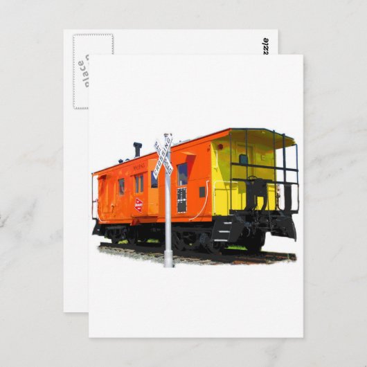 Railroad Caboose en Crossbuck Briefkaart (Voorkant / Achterkant)