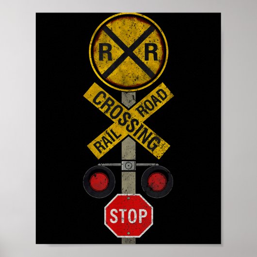 Railroad Crossing Locomotive Model Train Lover Roa Poster (Voorkant)