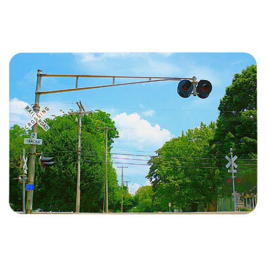 Railroad Crossing With Left Side Signals  Magneet (Horizontaal)