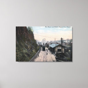 Railroad Depot en Bluffs City, OF Canvas Afdruk