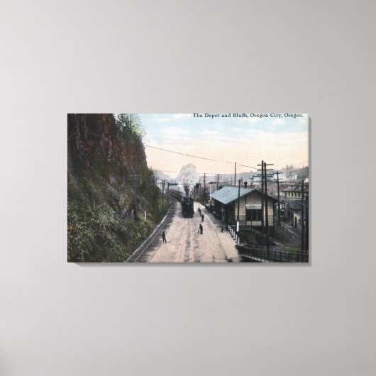 Railroad Depot en Bluffs City, OF Canvas Afdruk (Voorkant)