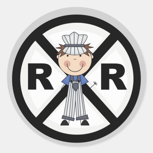 Railroad Engineer-Boy T-shirts en Gifts Ronde Sticker (Voorkant)