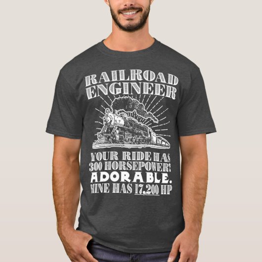 Railroad Engineer Paardenkracht Grappige Locomotie T-shirt (Voorkant)