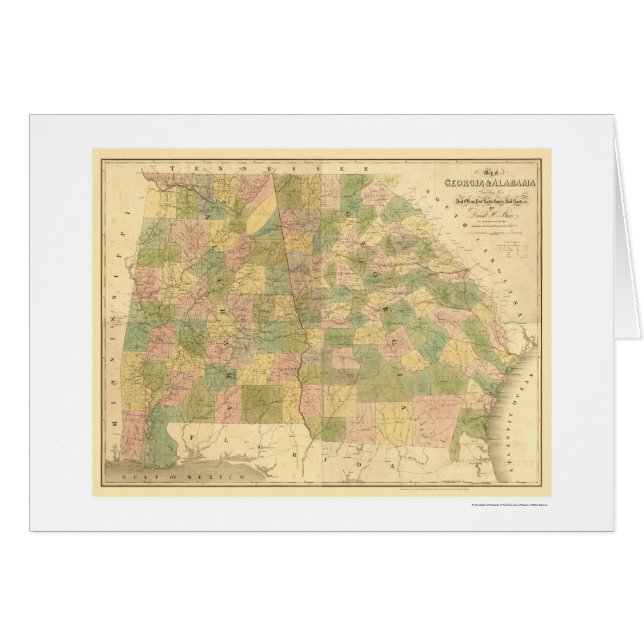 Railroad map 1839 voor Georgië en Alabama (Voorkant Horizontaal)