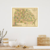 Railroad map 1839 voor Georgië en Alabama Poster (Keuken)