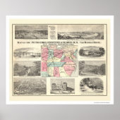 Railroad map 1877 van Pittsburg Cincinnati Poster (Voorkant)