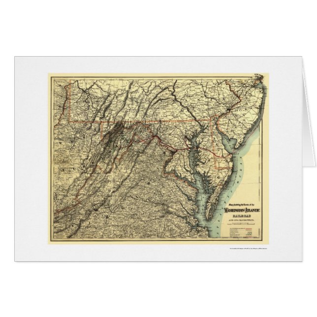 Railroad Map 1883 in Washington en Atlantic (Voorkant Horizontaal)