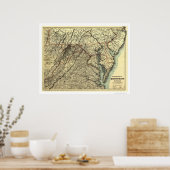 Railroad Map 1883 in Washington en Atlantic Poster (Keuken)