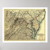 Railroad Map 1883 in Washington en Atlantic Poster (Voorkant)