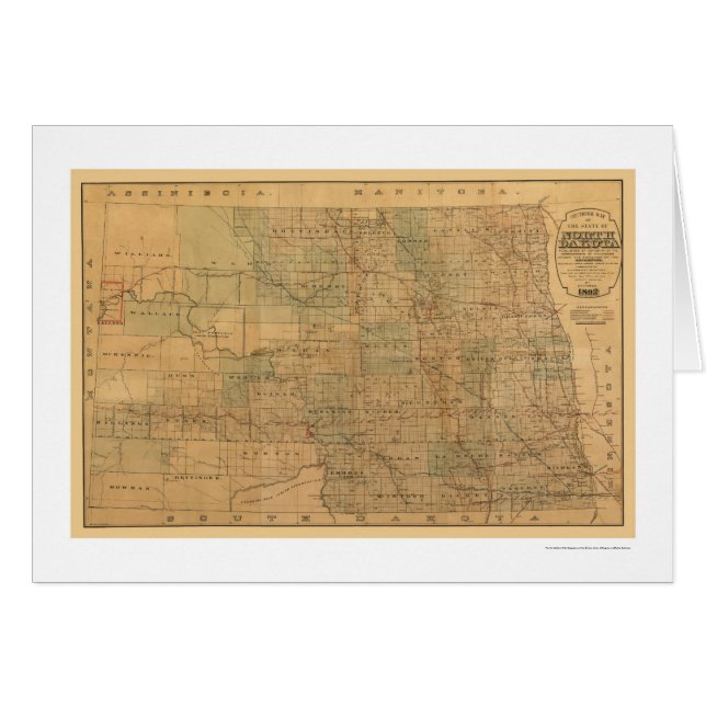 Railroad Map 1892 in North Dakota (Voorkant Horizontaal)