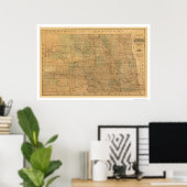 Railroad Map 1892 in North Dakota Poster (Thuiskantoor)