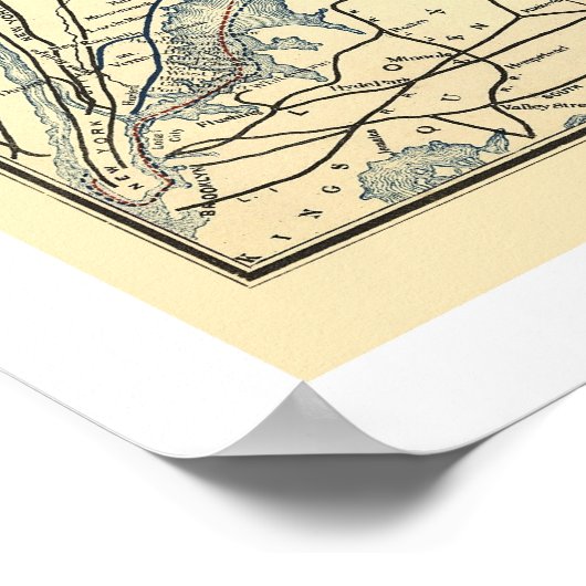 Railroad Map van de Connecticut 1893 Poster (Hoek)