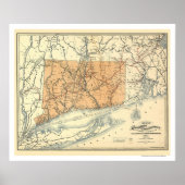 Railroad Map van de Connecticut 1893 Poster (Voorkant)