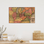 Railroad Map van Pennsylvania 1874 Poster (Keuken)