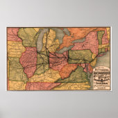 Railroad Map van Pennsylvania 1874 Poster (Voorkant)