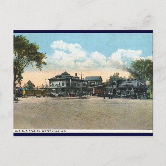 Railroad Station, Waterville, ME 1920 Briefkaart (Voorkant)