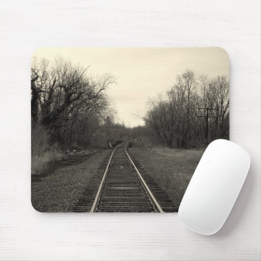 RailRoad Tracks B&W Mousepad Muismat (Met muis)