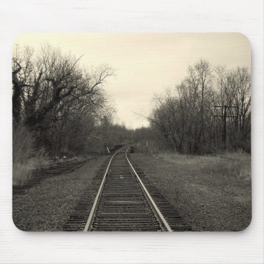 RailRoad Tracks B&W Mousepad Muismat (Voorkant)
