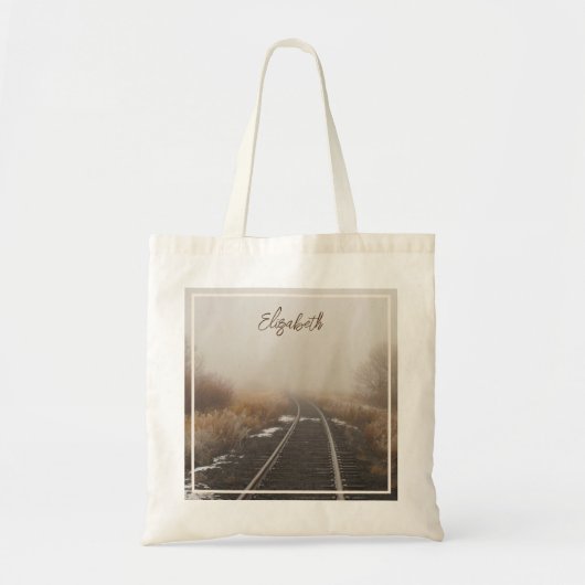 Railroad Tracks Landschap Gepersonaliseerde Canvas Tote Bag (Voorkant)
