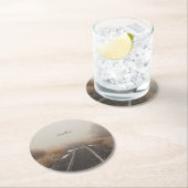 Railroad Tracks Winter Landschap Gepersonaliseerd Ronde Kartonnen Onderzetter (Insitu)