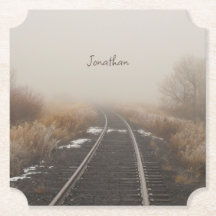 Railroad Tracks Winter Landschap Gepersonaliseerd