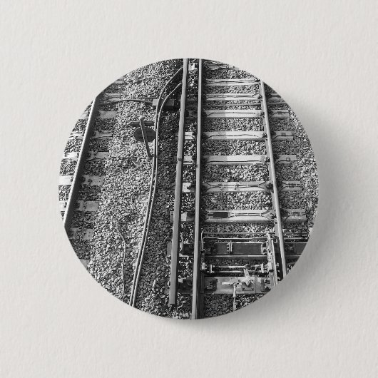 Railroad Tracks, zwart-wit Afbeelding. Ronde Button 5,7 Cm (Voorkant)