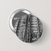 Railroad Tracks, zwart-wit Afbeelding. Ronde Button 5,7 Cm (Voorkant /achterkant)
