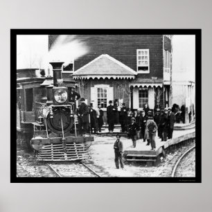 Railroad Train Crowd te Hannover, PA 1863 Poster