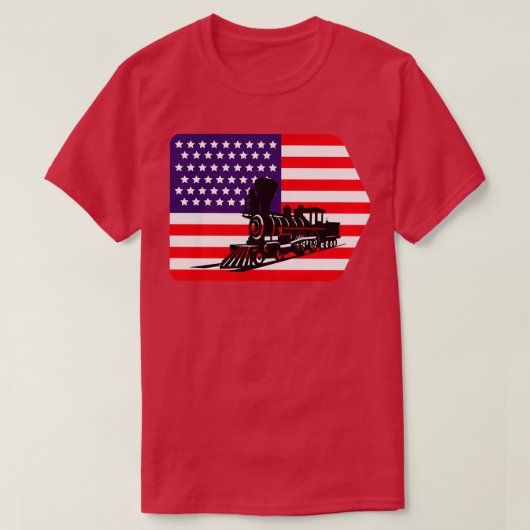 Railroad Train de Amerikaanse vlag T-shirt (Design voorkant)